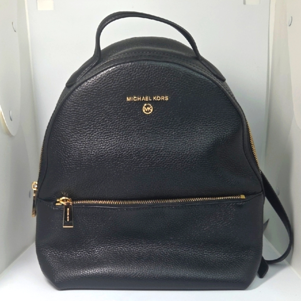 Michael Kors Valerie Black Pebbled Medium Leather Backpack